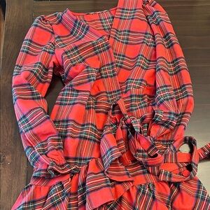 Cupshe red plaid wrap dress